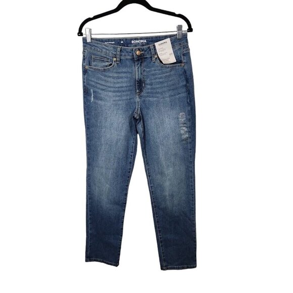 Sonoma Straight-Leg‎ High-Waisted Curvy Jeans in Medium Wash - Size 8 - Picture 1 of 9